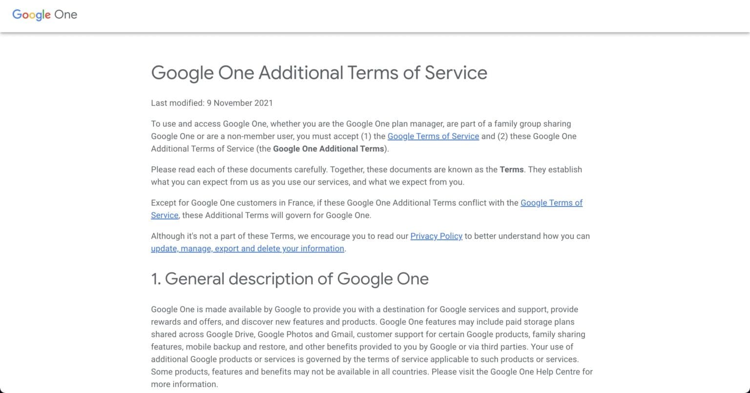 Google OneにVPNを通して契約することを禁止する記載は確認できず
